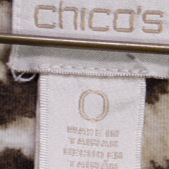 Chicos Blouse Womens Size 0 Cheetah Crew Neck 3/4 length Sleeves AnimalTop - Picture 4 of 6